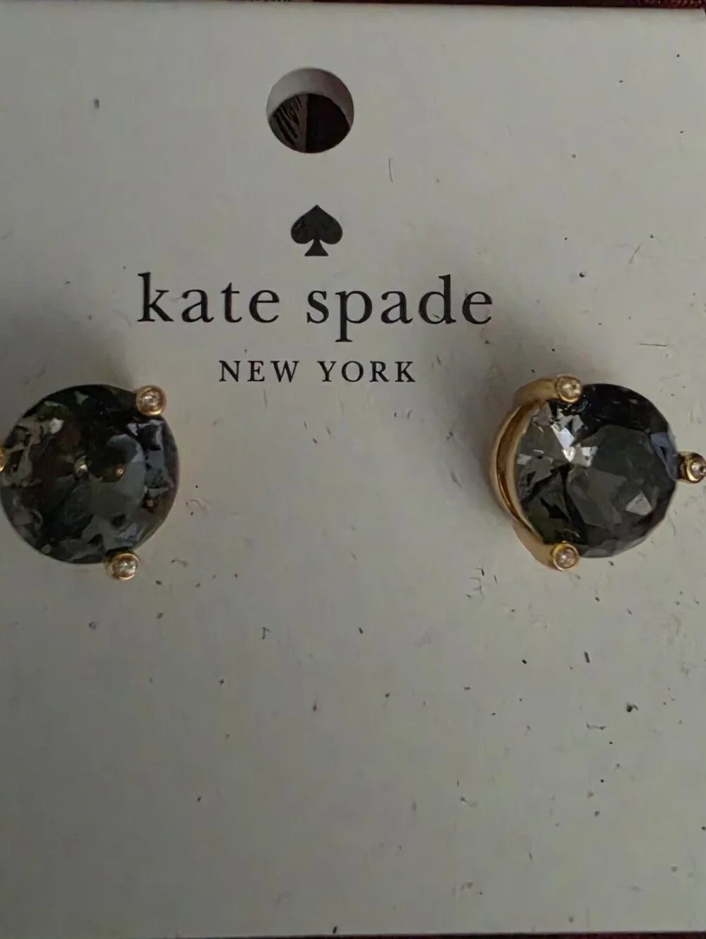 NWT KATE SPADE Black Diamond Crystal 14kt Gold Fill Stud Gumdrops earrings